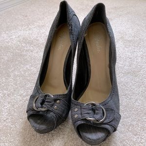Denim, Platform, Peep-toe Pumps